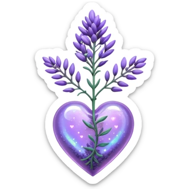 create a holographic lavender plant that wraps around a lavender colored heart sticker