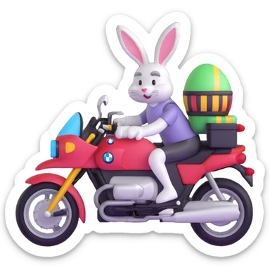 Easter bunny riding a BMW boxer motorcycle sticker