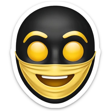 Retro emoji in black mask press F sticker