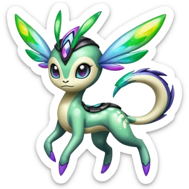 Colorful Shiny Edgy Cool Badass Painted Splashed Exotic Meloetta-Palkia-Virizion-Venom-Stitch-Fakémon-creature-hybrid sticker