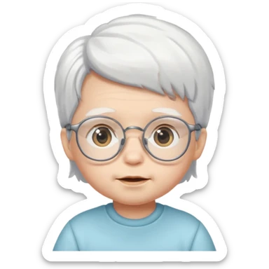white haired little baby with glassess sticker