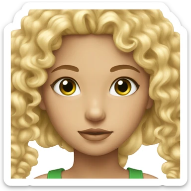 Stunning girl with blonde curly hair and green eyes sticker