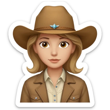 Ennis Del Mar from Brokeback Mountain with brown eyes, dark blonde hair, ivory shirt, brown jacket and cowboy hat sticker