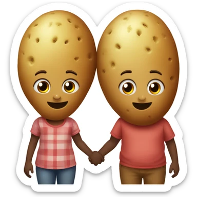 one girl potato and one boy potato holding hands sticker