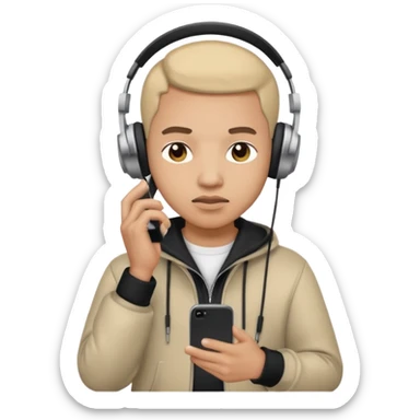 music artist with phone in his hand and being lil cautios sticker