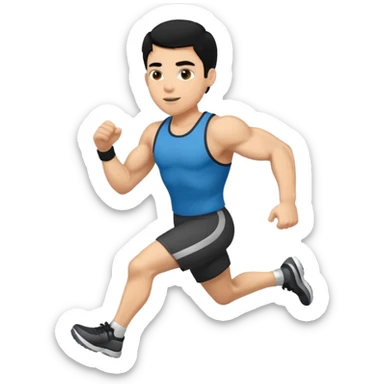 light skin man  black hair running sticker