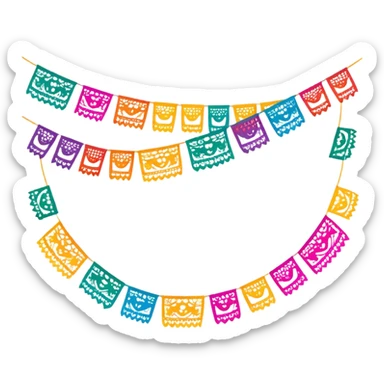 festive one garland of colorful mexican papel picado sticker