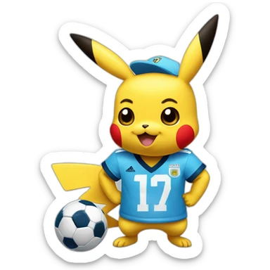 pikachu with a argentina football jersey sticker