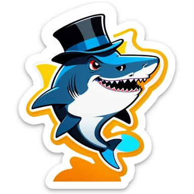 Shark with a top hat sticker