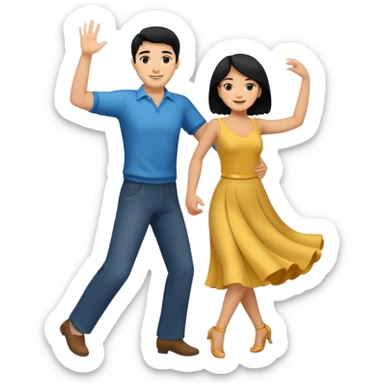 couple dancing full body man black hair sticker