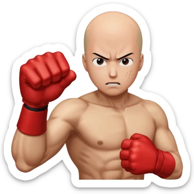 Angry Saitama with his red giant hand punching (just punch), no-face sticker