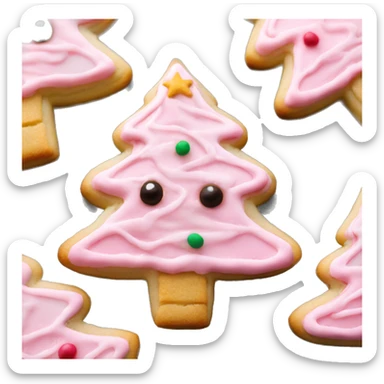 Pink Christmas tree shaped sugar cookie sticker