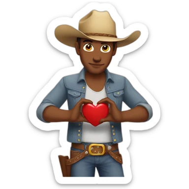 love heart hands cowboy sticker