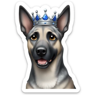 A malinois dark blue merle without red color with a crown on his head sticker