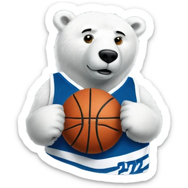 Polar bear with basketball wearing Fairmont #32 jersey sticker
