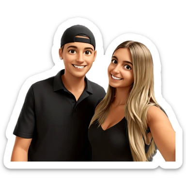 smiling girl and boy duo sticker