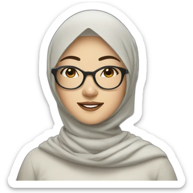 Beauty asian woman wear hijab and glasses smiling sticker