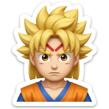 Emoji San goku plus petit niveau image , concentrer comme avant un combat contre un adversaire, maintenant fais moi un emoji que je peux utiliser pour Instagram  sticker