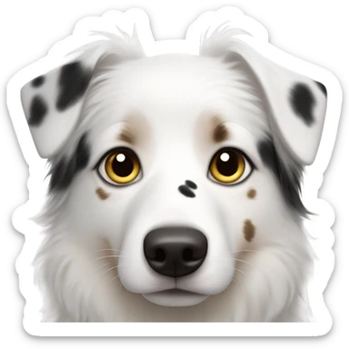 White Australian shepherd with asymmetric black spot on his head sticker
