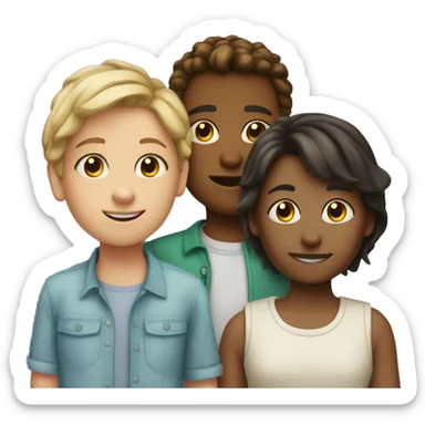 3 siblings 1 boy 2 girls  sticker