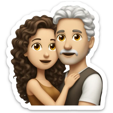 White Man with brown hair kissing white woman with long dark curly hair sticker