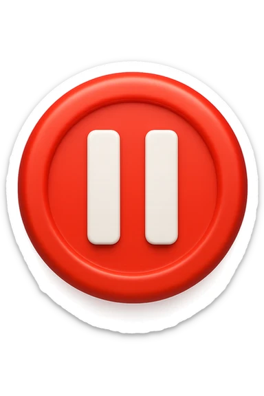 emoji stile iphone di un  simbolo di pausa in un cerchio rosso, iperrealistico 4k sticker