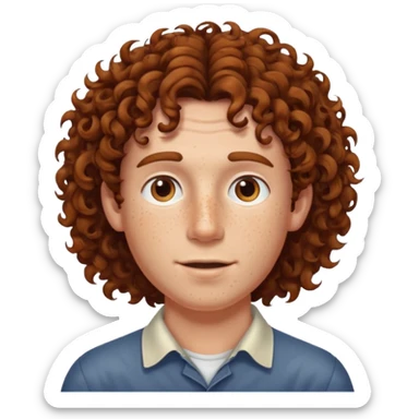 freckled man with curly hair sticker