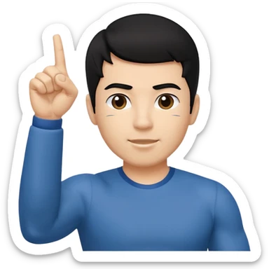 mach mir einen fitness trainer mit schwarzen haaren der seinen finger nach oben zeigt als hätte er eine idee sticker