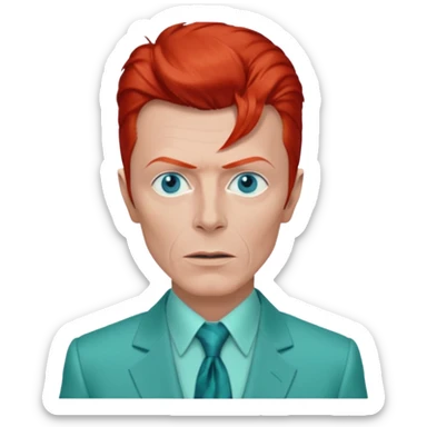 David Bowie with Blue  eyes, red hair, seafoam green suit sticker