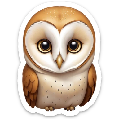 Cinematic Deep Thought Barn Owl Portrait Emoji, Head held high with a serene, contemplative gaze, showcasing its beautifully patterned plumage of white and brown, with eyes deeply focused as if pondering ancient secrets, Simplified yet majestically refined features, highly detailed, glowing with a soft, introspective light, high shine, poised and pensive, stylized with an air of profound wisdom, capturing the essence of an owl immersed in deep thought, so thoughtful it feels like it could silently whisper timeless wisdom from beyond the screen! sticker