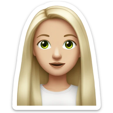 White girl long straight hair light red green eyes sticker