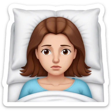Brown haired Woman In bed with sinus pain  sticker