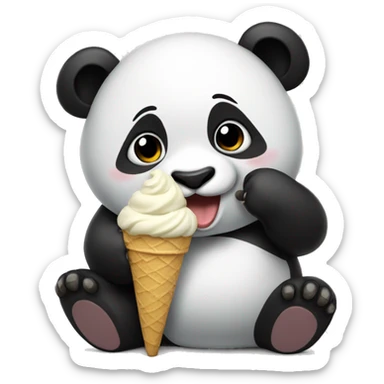 Panda eating ice cream sticker