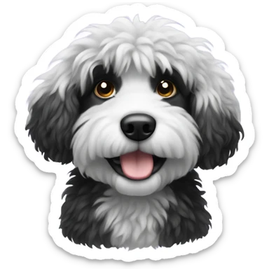 Black and white fluffy doodle dog sticker
