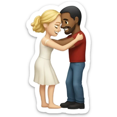 white woman and spanish man hugging  sticker