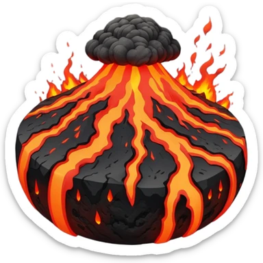 planet, surface covered in lava and volcano sticker