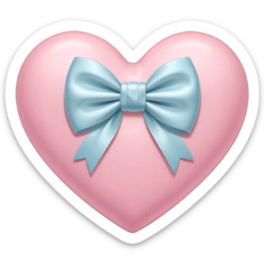 Pastel pink heart with white bow sticker