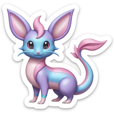 Pastel Colorful Glossy Smooth Soft Shiny Celestial Crescent Lunar Shiny Glossy Lumine Stellar Rattata-Cresselia-Milotic-Sylveon-Lunala-Noibat-Espeon-Purrloin-Fakemon-hybrid-creature (full body) sticker