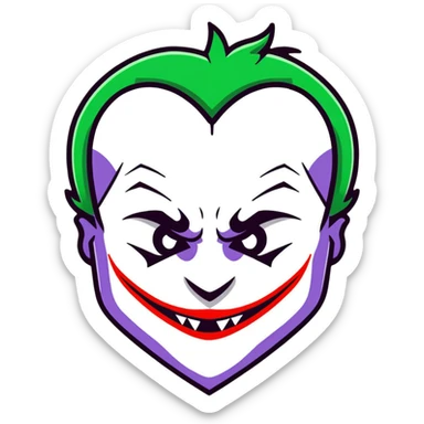 The Joker villain with a heart frame surrounding him sticker