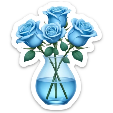 Light blue roses in vase sticker