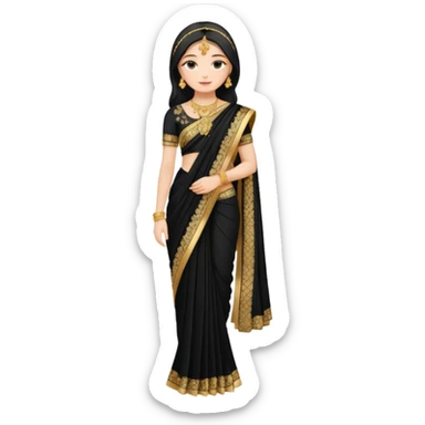 Russian girl in Indian blacksaree show full image from head to leg sticker