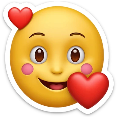yellow emoji face holding a heart and hes so happy sticker