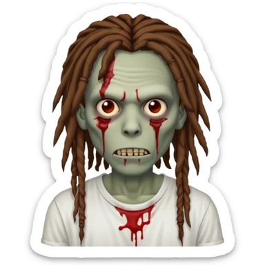 zombie with brown dreads white tee  sticker