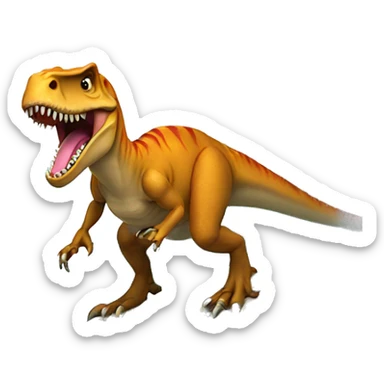 T. rex riding a surf board wearing a beanie sticker
