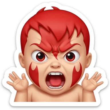 a baby all red red angry face  sticker