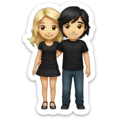 A girl and boy hugging each other (girl with medium black hair and fair colour  wearing black shirt sexy and boy with black hair with fair colour wearing black shirt  sticker