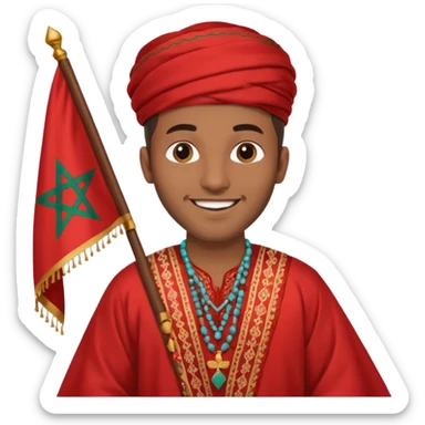 Un homme avk le drapeau Du Maroc sticker
