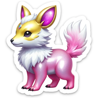 Shiny epic glittery divine white yellow pink animal-fakemon-creature sticker