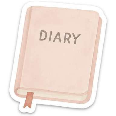 a pink diary, watercolor art style sticker