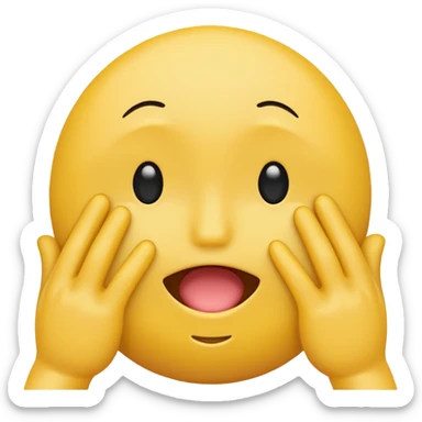 Yellow Standard smiley emoji blushing and hiding face with hands because they are flustered and embarrassed  sticker